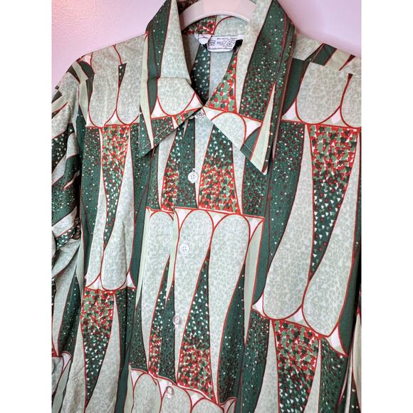VTG Kmart Arnel Triace button dwn Pointed collared disco shirt 60s/70s Christmas - Picture 4 of 5